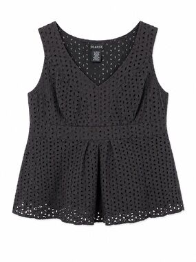 George Women’s Black Eyelet Peplum Tank Top